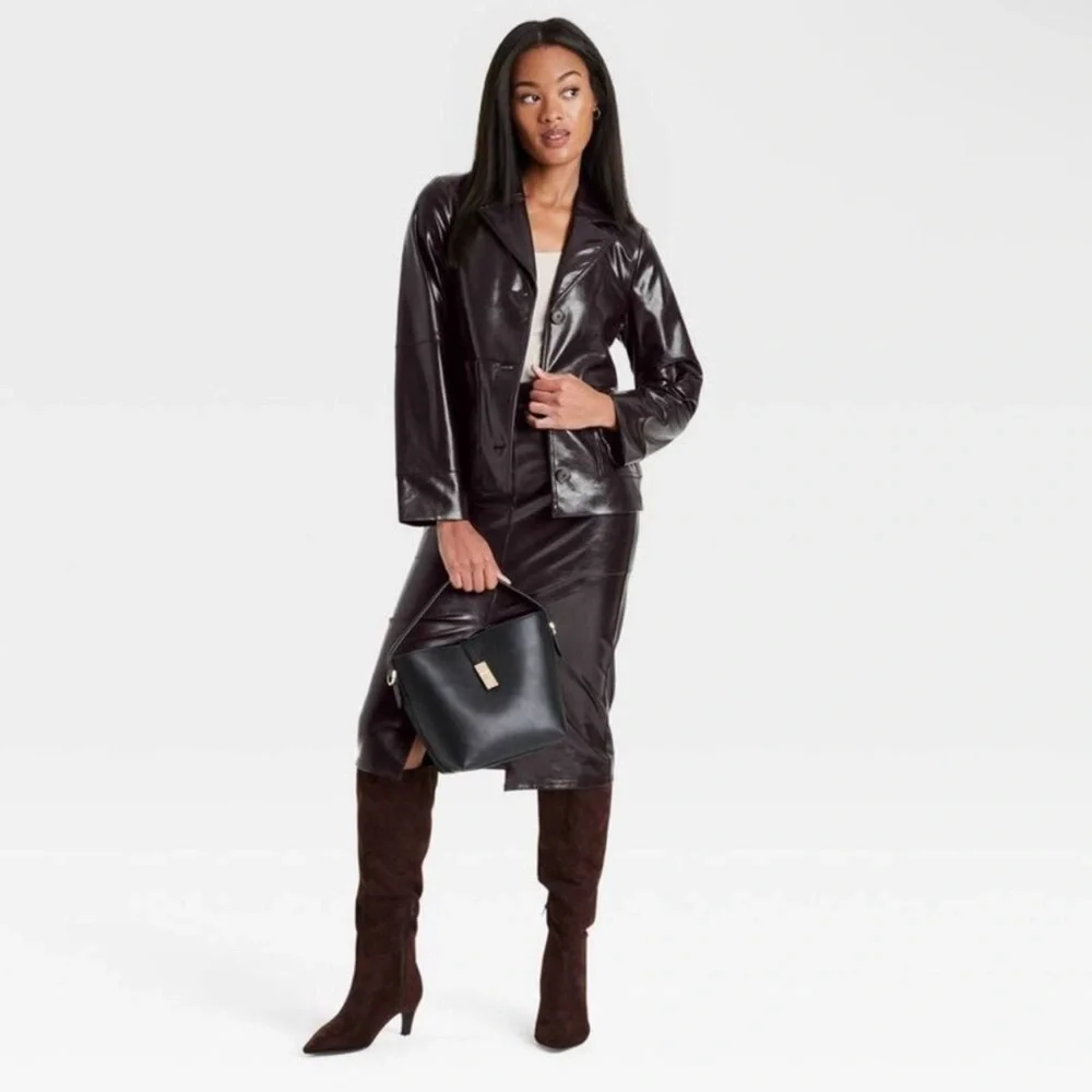 A New Day Dark Brown Faux Leather Jacket - NWT
